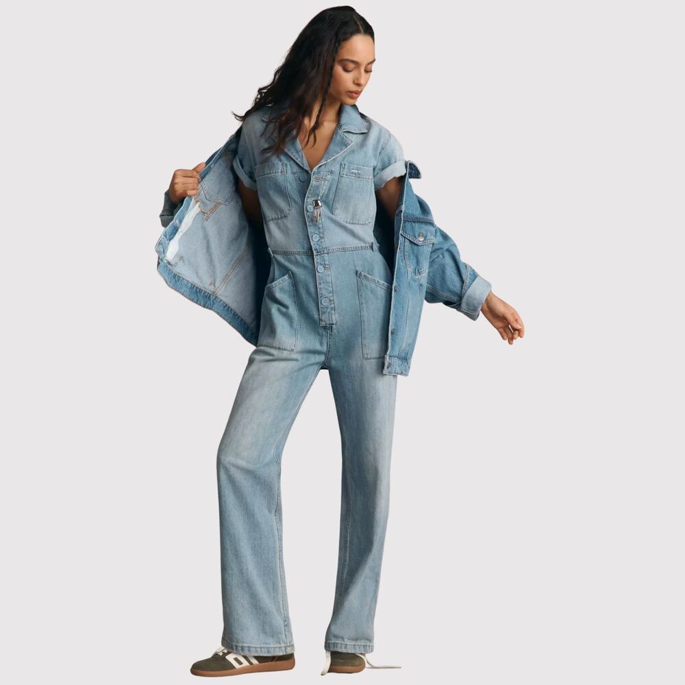 Pistola Grover Light Wash Denim Jumpsuit